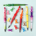 Silicone Focal Beads Awareness Ribbon Colorful Multi Color Ribbon 20pcs 8