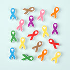 Silicone Focal Beads Awareness Ribbon Colorful Multi Color Ribbon 20pcs 3
