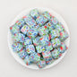 Floral Pattern 13.5mm Square Silicone Beads Printed Design 50pcs 6