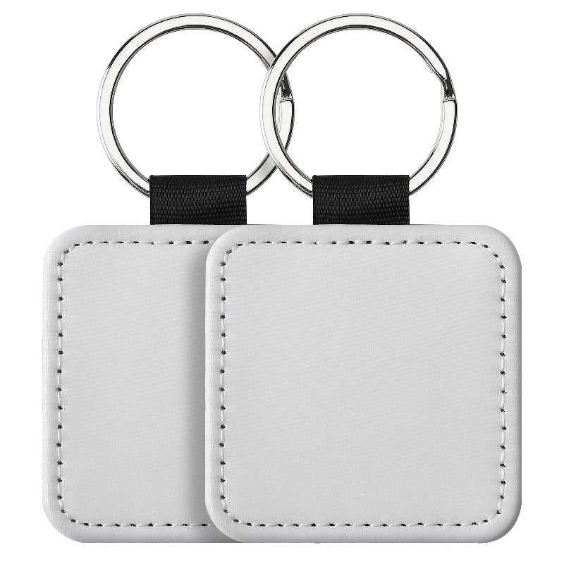 Sublimation Blank Keychain White Metal Ring Multiple Shapes 4