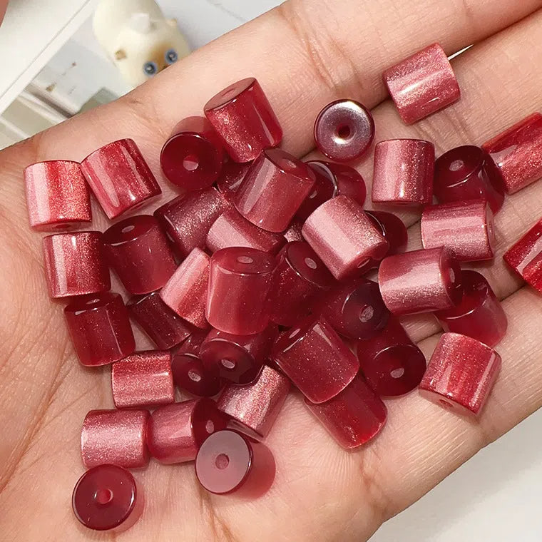 Gradient Color Cylindrical Resin Beads 8mm Glitter Effect 10pcs 3