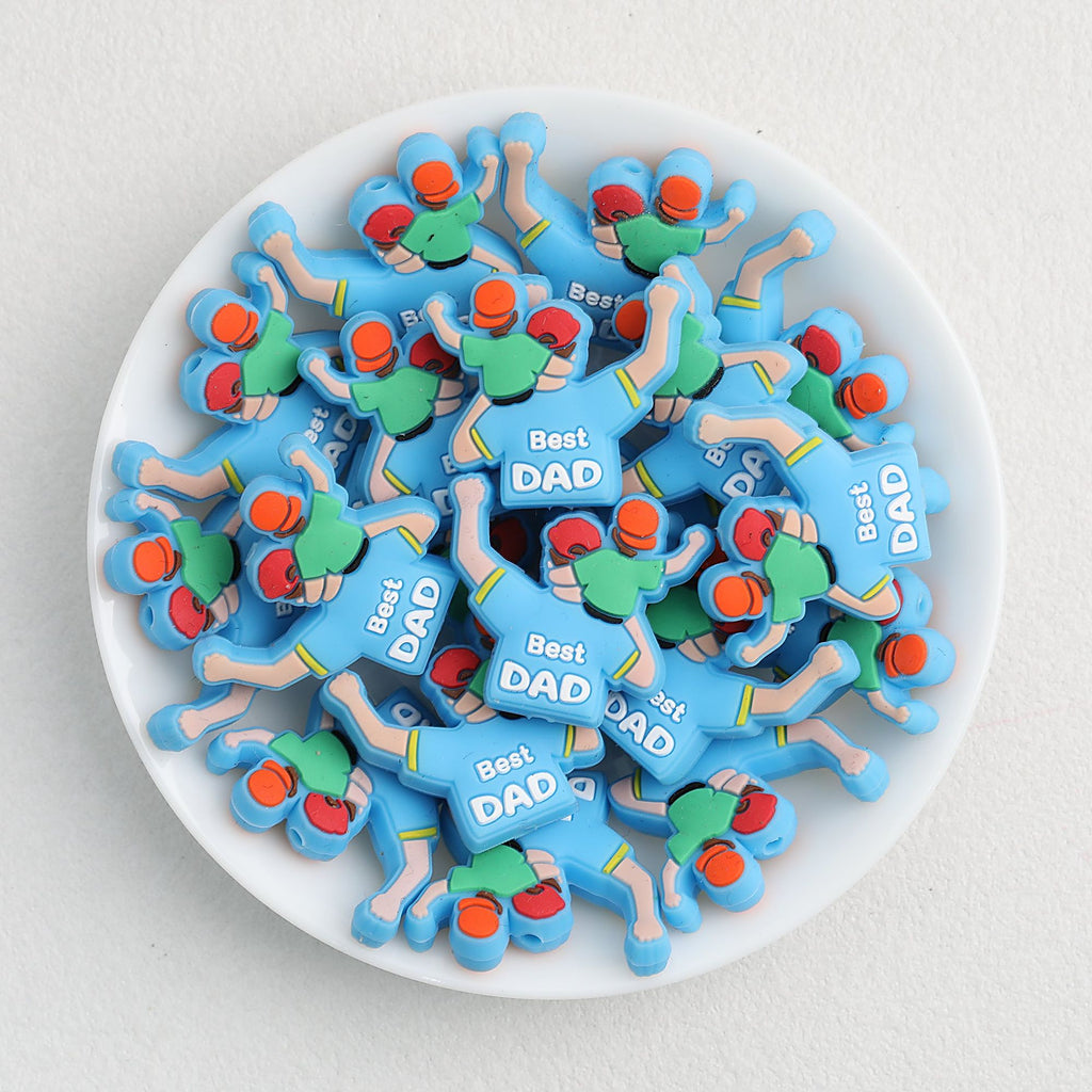 Silicone Focal Beads Dad and Child Best DAD Text 20pcs
