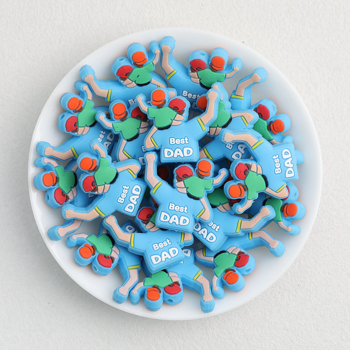 Silicone Focal Beads Dad and Child Best DAD Text 20pcs