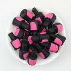 Pink and Black 3D Nail Polish Bottle Silicone Focal Beads 20pcs