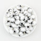 15mm Halloween Spider Web Printed Silicone Beads White Black 50pcs 5