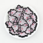 Halloween Pink Checkered Ghost Silicone Focal Beads 20 pcs