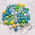 Bubblegum Beads 20mm Blue Green Yellow White Polka Dot Chunky Mix 50pcs