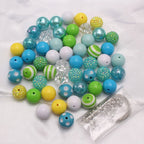 Bubblegum Beads 20mm Blue Green Yellow White Polka Dot Chunky Mix 50pcs