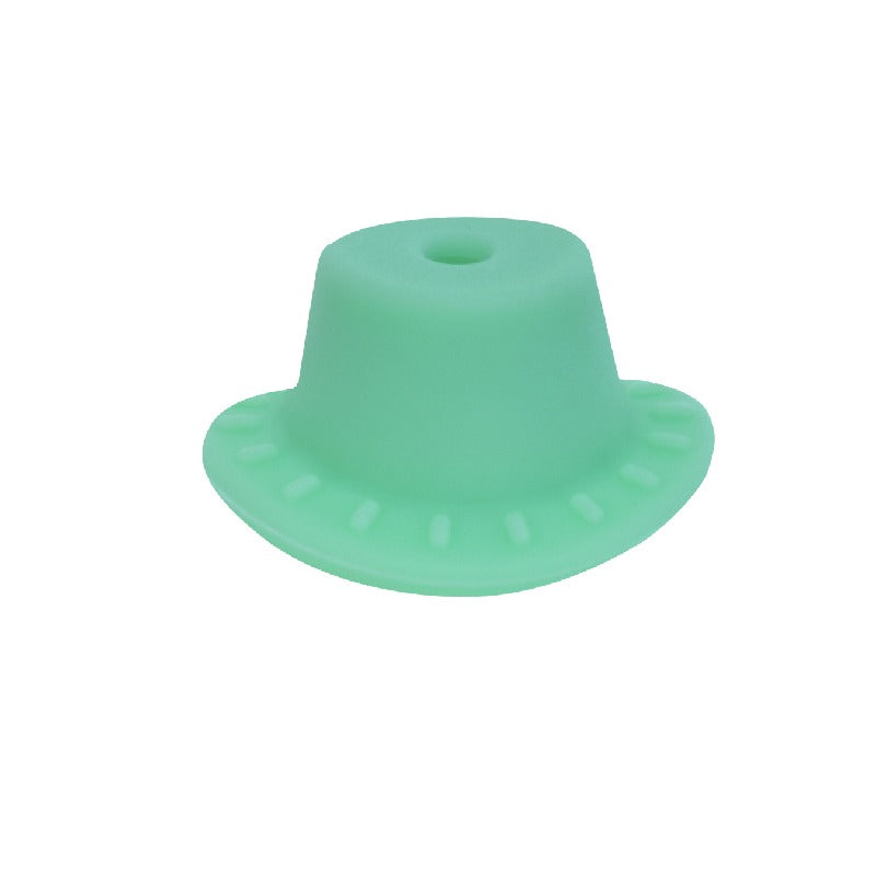 Silicone Focal Beads Cowboy Hat Embossed Brim Matte Colors 20pcs 13