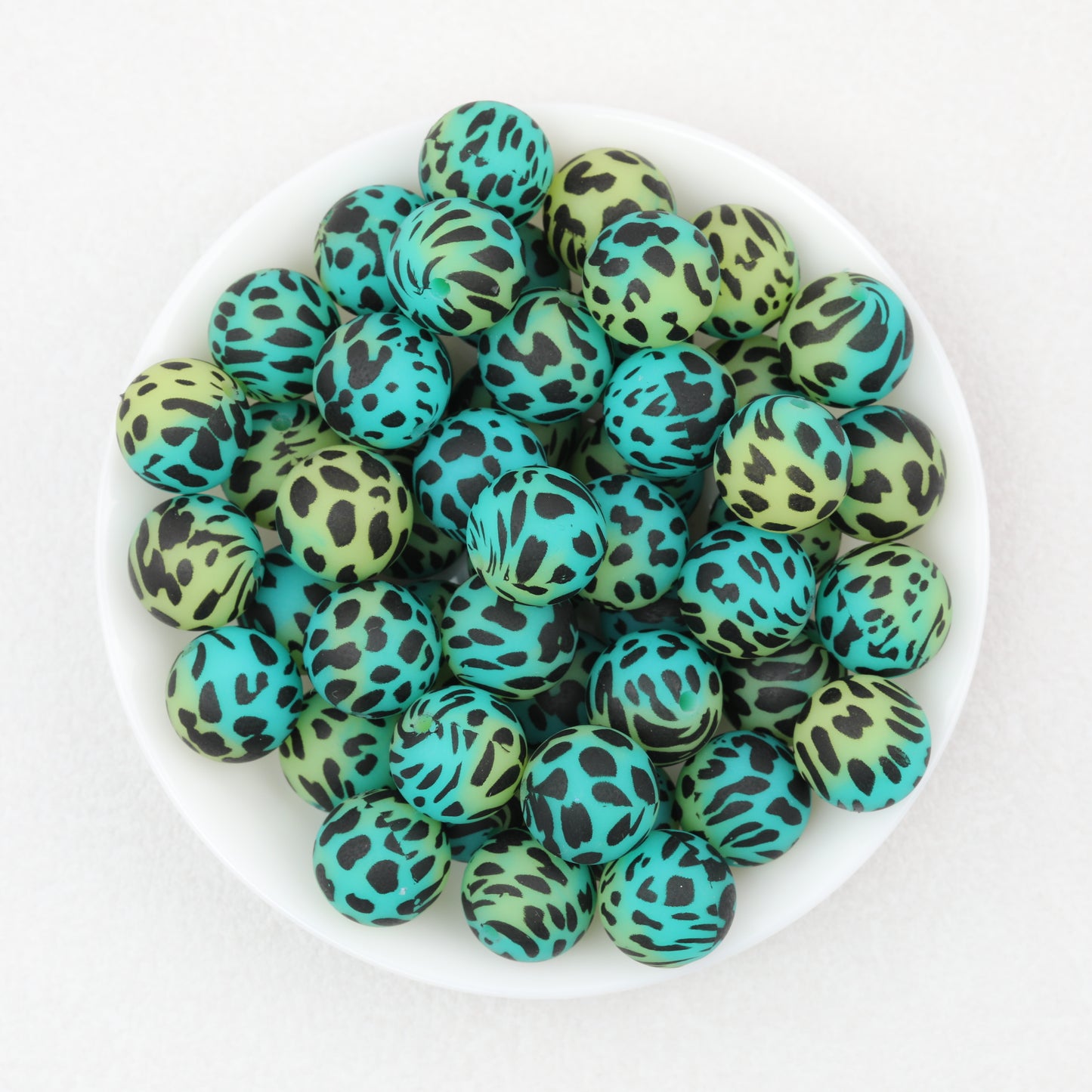 15mm Colored Leopard Print Round Silicone Beads 50pcs 4