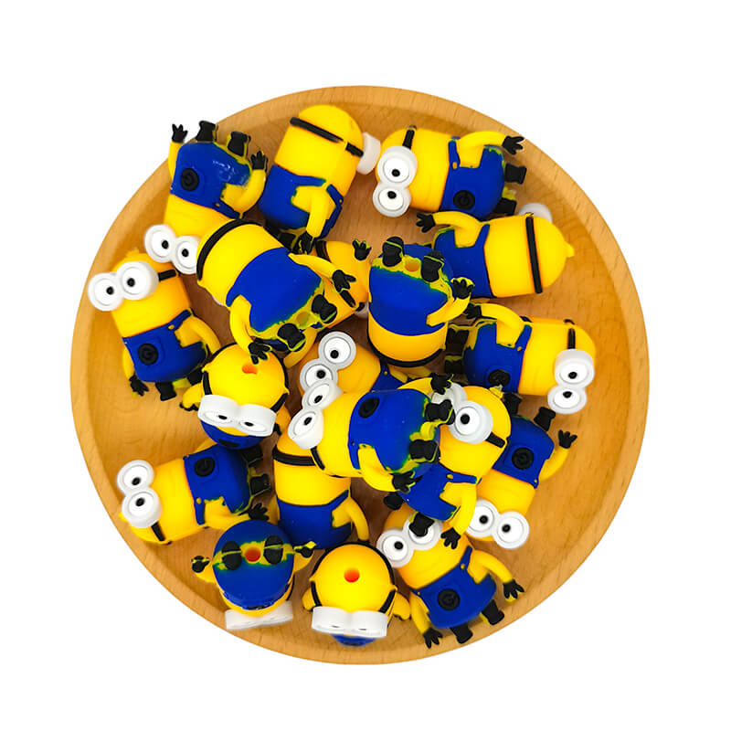 Silicone 3D Focal Beads Smiling Minions Front View 2
