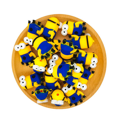 Silicone 3D Focal Beads Smiling Minions Front View 2
