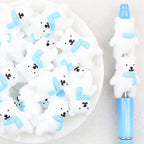 3D Winter Blue Scarf Bear Silicone Focal Beads