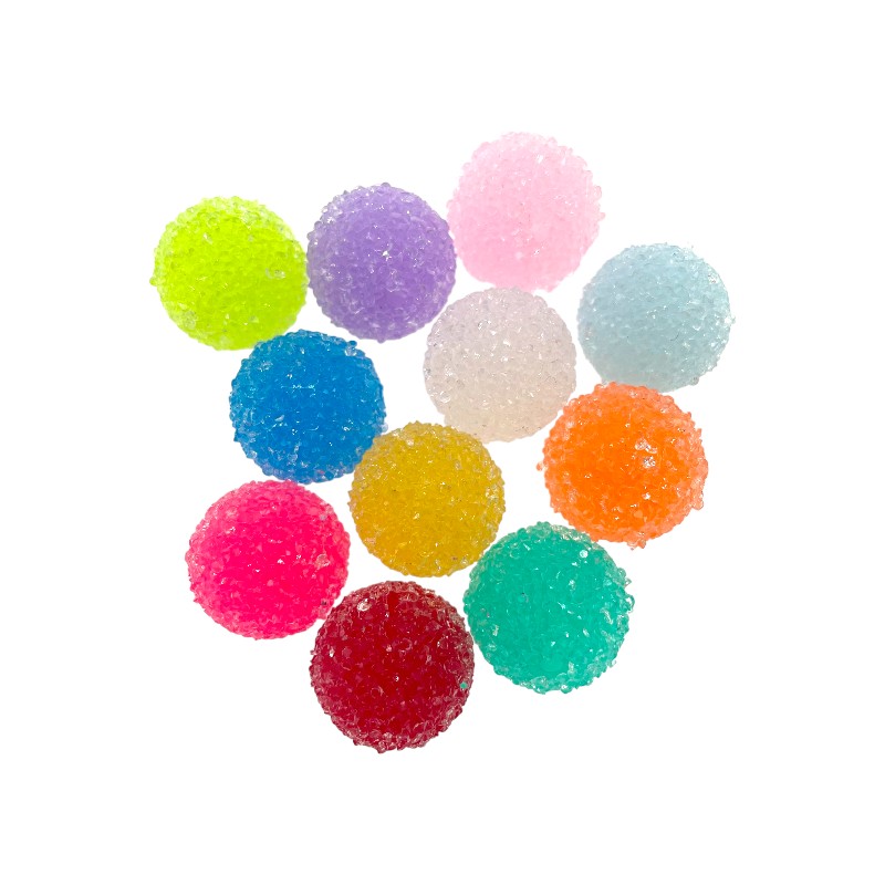 Sugar Acrylic Bubblegum Beads 20mm Frosted Texture Mixed Colors 50pcs
