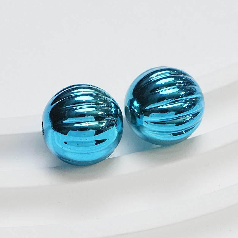 Plated Pumpkin Acrylic Beads 14mm Glossy Metallic Colors 50pcs 8