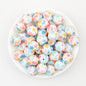 15mm Light Floral Print Round Silicone Beads 50 pcs 2