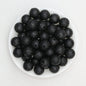 15mm Glitter Silicone Round Beads with 2.5mm Hole 50pcs - Glitter Black