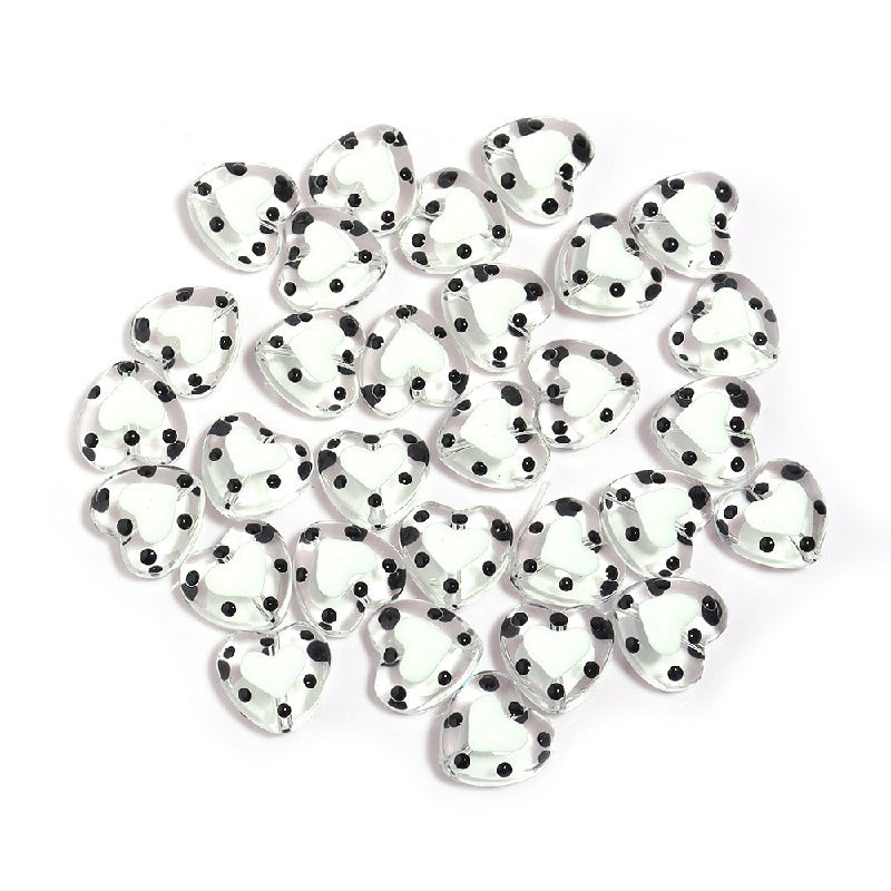 Dot Heart Acrylic Beads 12mm Colorful Centers 5pcs 12