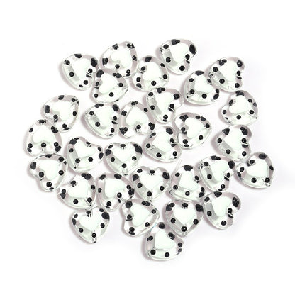 Dot Heart Acrylic Beads 12mm Colorful Centers 5pcs 12