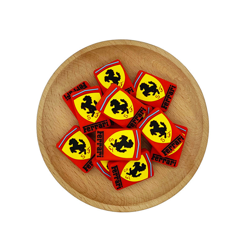 Silicone Focal Beads Ferrari Racing Prancing Horse With Text 20pcs 2