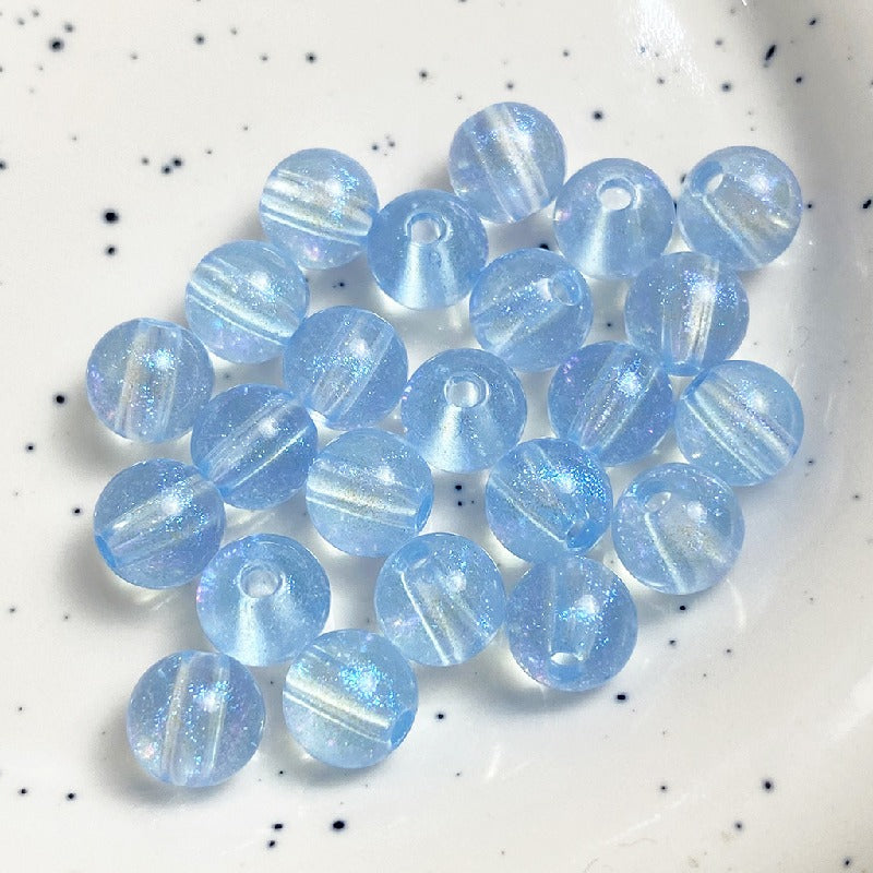 Colored Round Acrylic Beads 8mm Pastel Glossy Shimmer 100pcs 8