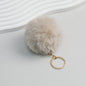 Pom Pom Keychain Plush Violet Faux Fur Ball Gold Ring 8cm