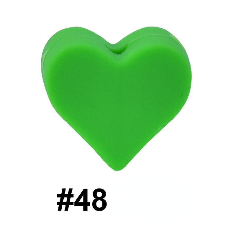 Colorful Pastel Mix Heart 14mm Silicone Beads Solid Color Matte Finish 50pcs 24