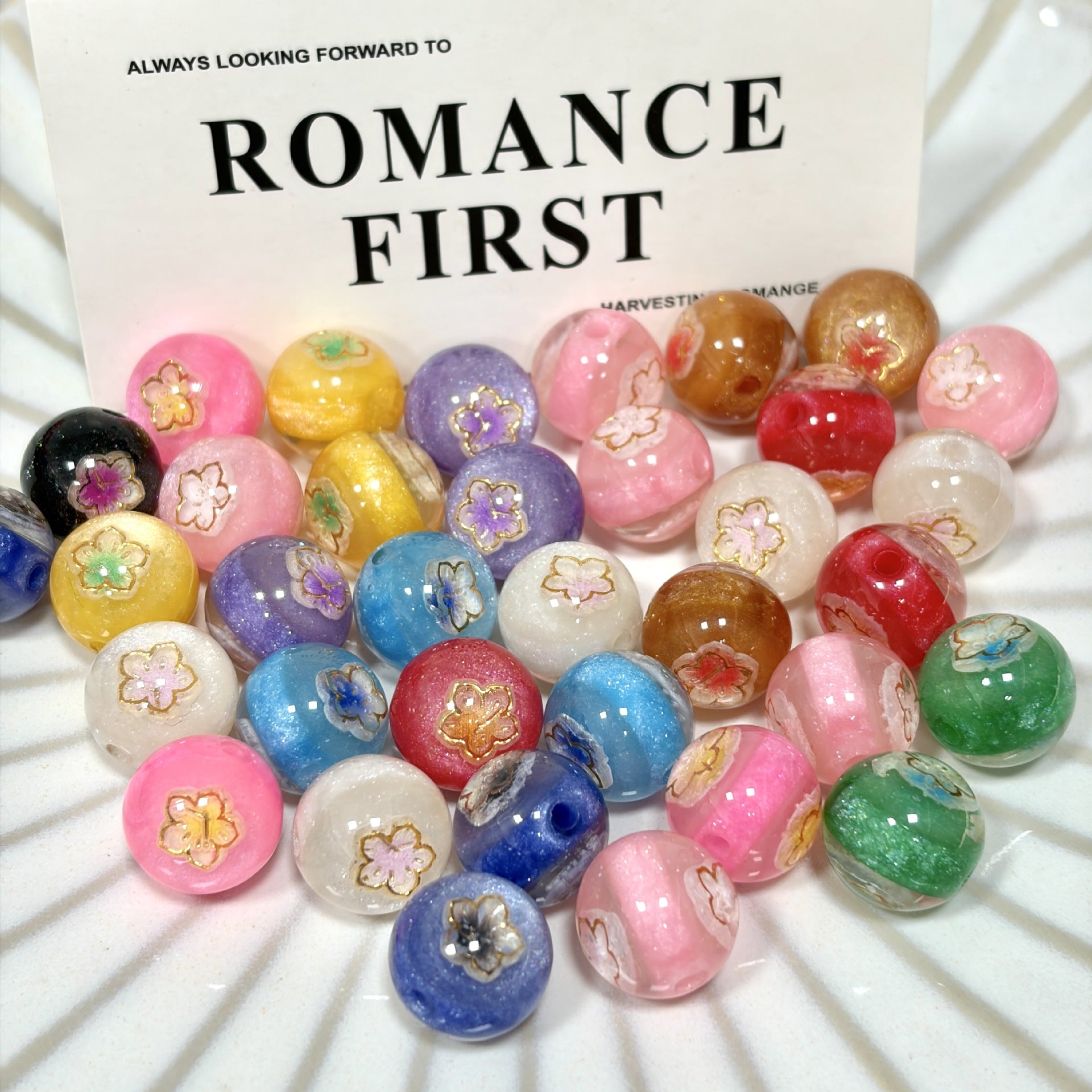 Luminous Color-Changing Resin Round Flower Beads 16mm 10pcs 4