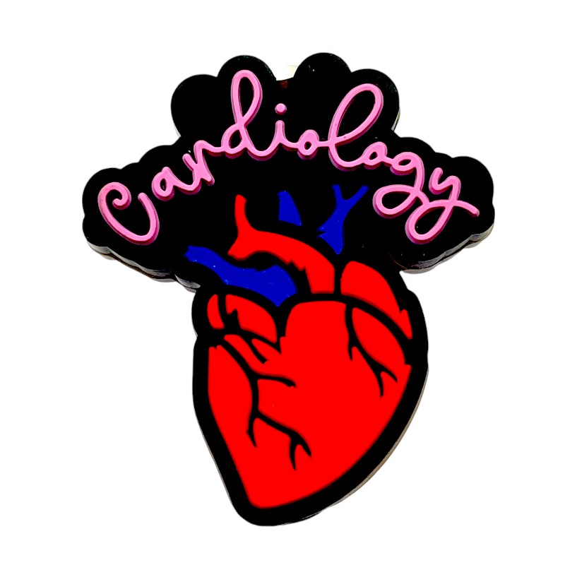 Silicone Focal Beads Heart Cardiology Script Top 20pcs