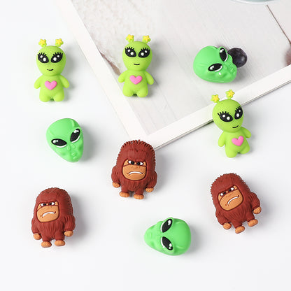 Silicone 3D Focal Beads Alien Bigfoot Green Alien Head 20pcs 6