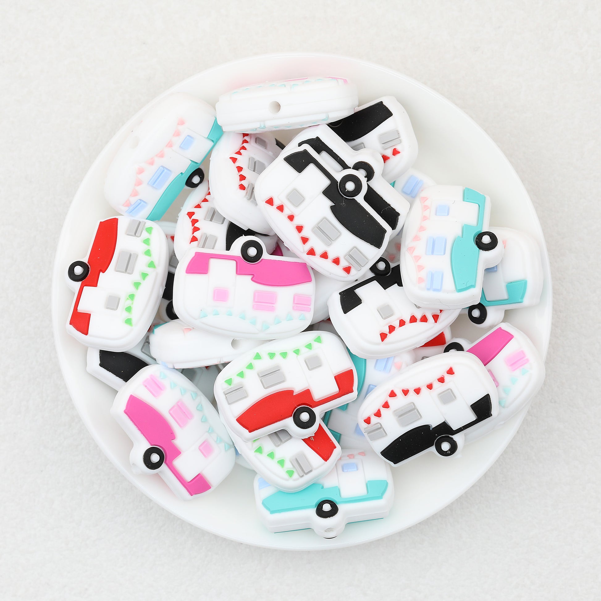 Four Color Camping Vehicle Silicone Focal Beads 20pcs 2