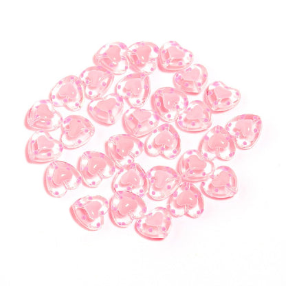 Dot Heart Acrylic Beads 12mm Colorful Centers 5pcs 10