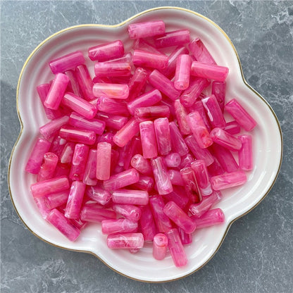 Acrylic Tube Beads 8x20mm Pastel Marbled Soft Glow 10pcs 16