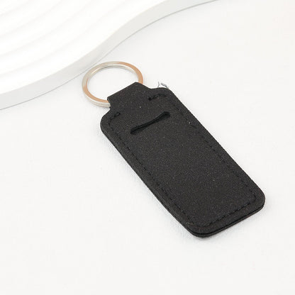 Neoprene Sublimation Lip Balm Chapstick Holder Keychain Solid Color - Black