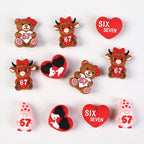 3D Highland Cow Silicone Focal Beads Wholesale, Six Seven 67 Red Love Heart Character