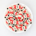 3D Christmas Mouse Silicone Focal Beads Wholesale, Red Scarf Santa Hat Design
