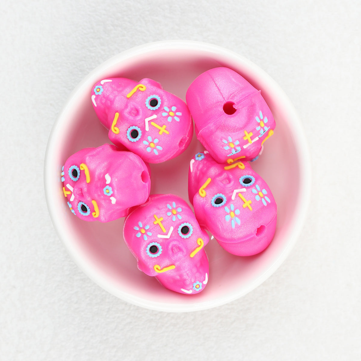  3D Halloween Colorful Skull Silicone Focal Beads 20Pcs 4