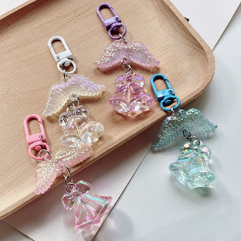 Acrylic Orchid Keychain Transparent Floral Rainbow Hues Charm 2