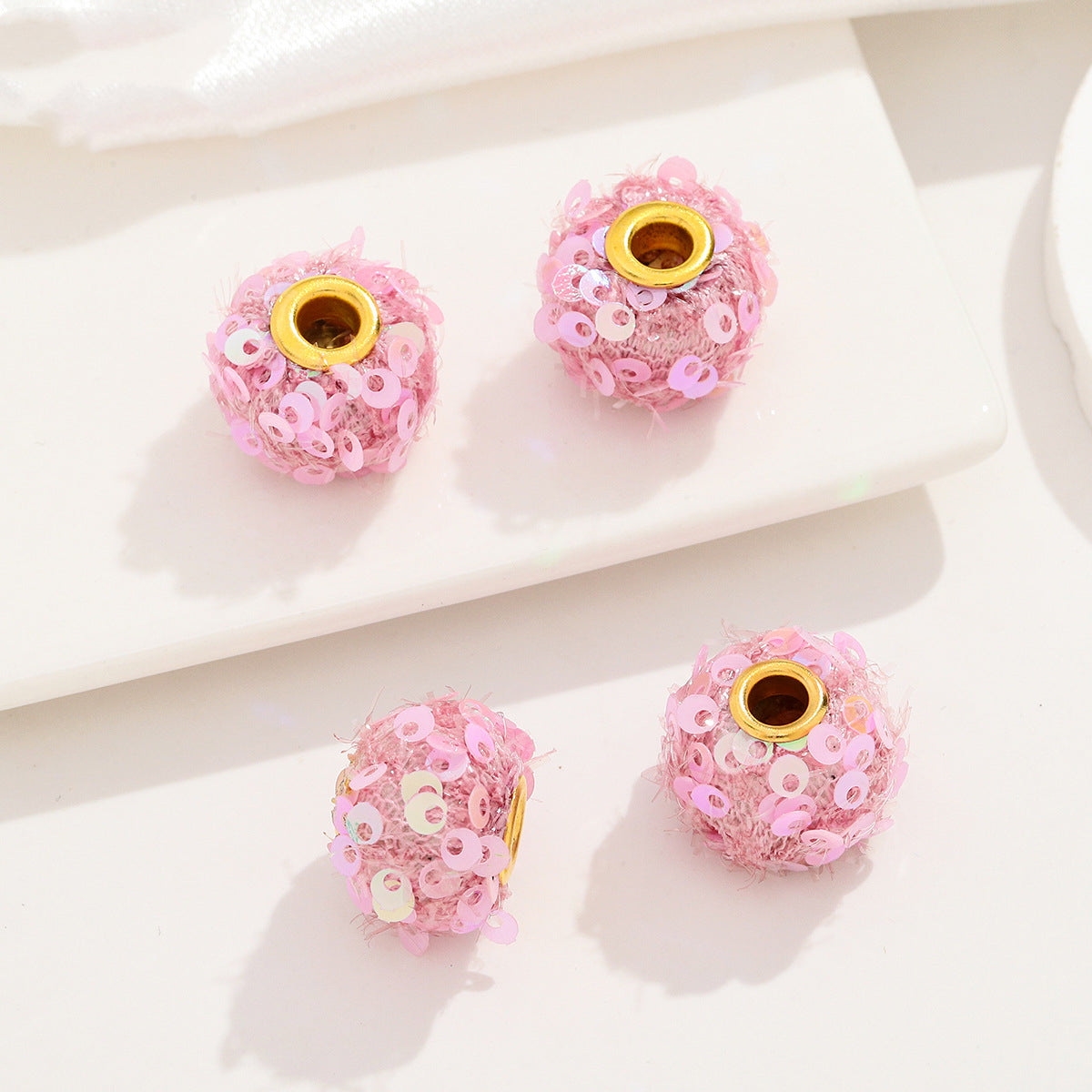Fabric Glitter Sequin Spacer Beads 16mm 50pcs 16