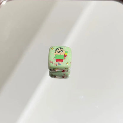 Anime Crayon Shin Chan Printed Acrylic Square Beads 14mm 10pcs 6
