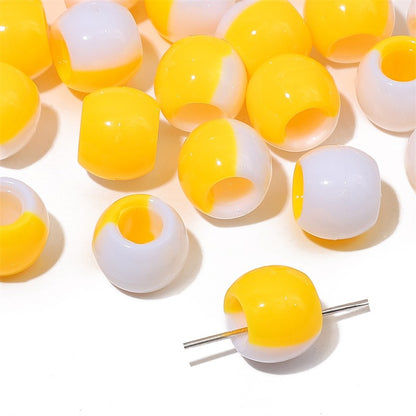 Large Hole Acrylic Beads 12mm Two-Tone Mixed Colors 60pcs 18