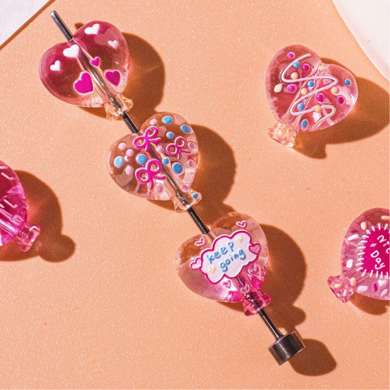Heart Balloon Acrylic Beads 22mm Decorative 20pcs