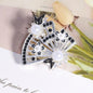 Alloy Hollow 3D Fan Shaped Rhinestone Beads 33mm 3pcs 7