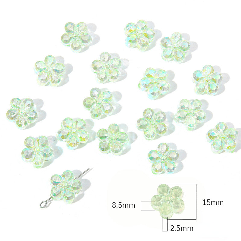 Transparent Flower Acrylic Beads 15x18mm Iridescent Pastel 40pcs 10