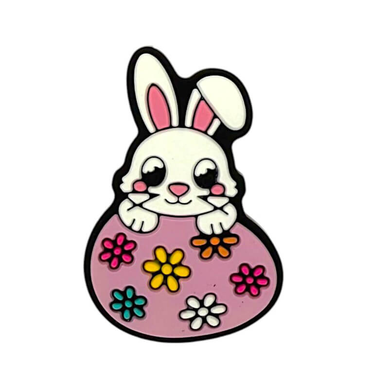 Silicone Focal Beads Easter Rabbit Holding Circle Base