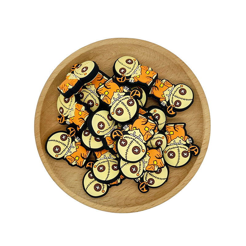 Silicone Focal Beads Sam Trick Or Treat Holding Jack O Lantern 20pcs 2