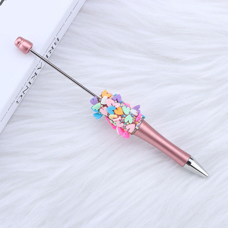 Beadable Pen with Heart Confetti and Rhinestone 5