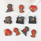 Silicone Focal Beads Valentine Sausage Dog I Love Dachshunds Heart 20pcs 2