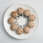 Beech Wood Round Pacifier Clip with Three Holes 30mm