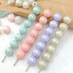 Pearl Lustre Striped Round Acrylic Beads 11mm 100pcs
